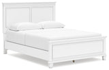 Fortman Queen Panel Bed with Mirrored Dresser, Chest and 2 Nightstands in White from Ashley - Luna Furniture