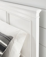 Fortman Queen Panel Bed with Mirrored Dresser and 2 Nightstands in White from Ashley - Luna Furniture
