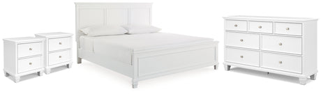 Fortman White King Panel Bed, Dresser and 2 Nightstands from Ashley - Luna Furniture