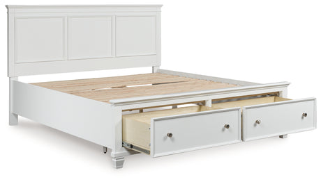 Fortman White King Panel Storage Bed from Ashley - Luna Furniture