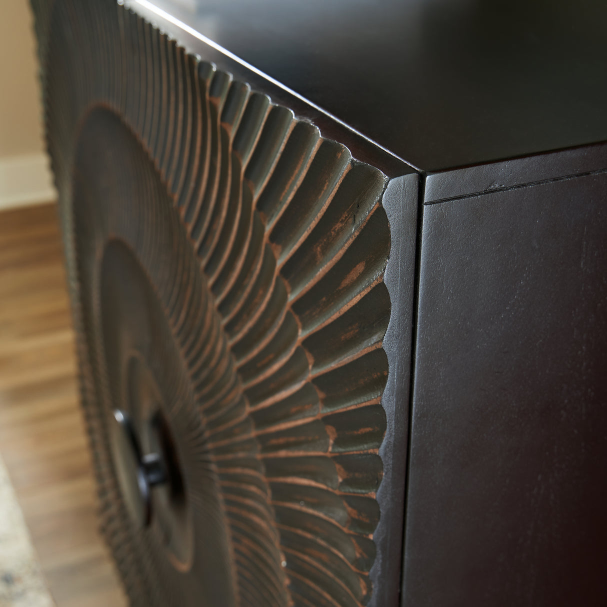 Fosterman Distressed Black Accent Cabinet from Ashley - Luna Furniture