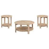 Fowler Natural 3-Piece Round Coffee and End Table Set from Coaster - Luna Furniture