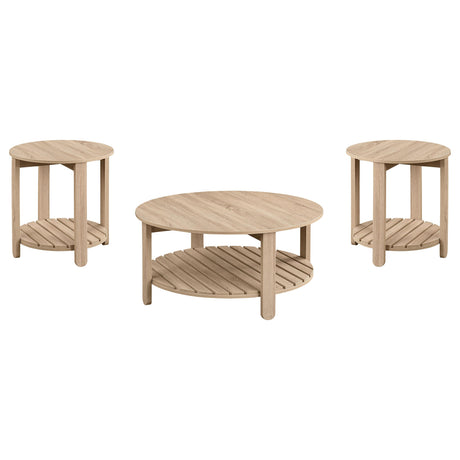 Fowler Natural 3-Piece Round Coffee and End Table Set from Coaster - Luna Furniture