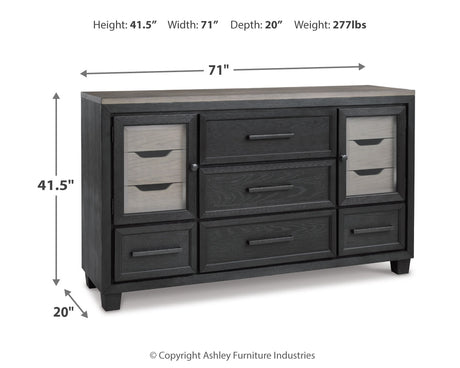 Foyland King Panel Storage Bed with Dresser in Black/Brown from Ashley - Luna Furniture
