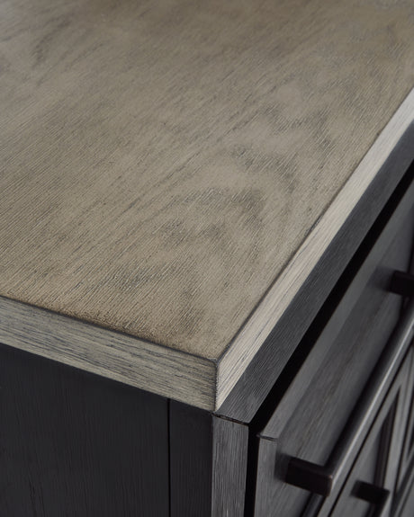 Foyland King Panel Storage Bed with Mirrored Dresser and Chest in Black/Brown from Ashley - Luna Furniture