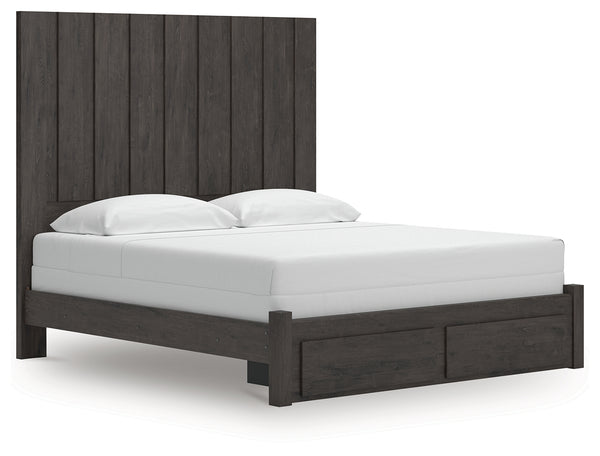 Fraluna Charcoal King Panel Storage Bed