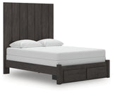 Fraluna Charcoal Queen Panel Storage Bed from Ashley Furniture - Luna Furniture