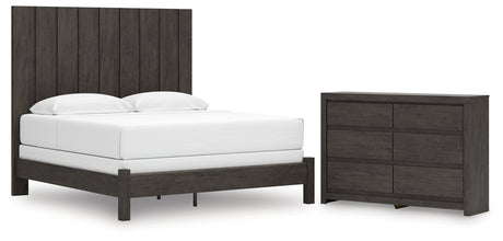 Fraluna King Panel Bed with Dresser in Charcoal from Ashley - Luna Furniture