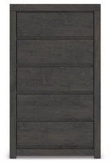 Fraluna King Panel Bed with Mirrored Dresser, Chest and 2 Nightstands in Charcoal from Ashley Furniture - Luna Furniture