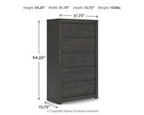 Fraluna King Panel Bed with Mirrored Dresser, Chest and Nightstand in Charcoal from Ashley Furniture - Luna Furniture