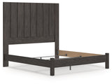 Fraluna King Panel Bed with Mirrored Dresser and Nightstand in Charcoal from Ashley Furniture - Luna Furniture