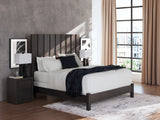 Fraluna King Panel Bed with Mirrored Dresser and Nightstand in Charcoal from Ashley Furniture - Luna Furniture