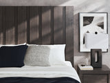 Fraluna King Panel Bed with Mirrored Dresser and Nightstand in Charcoal from Ashley Furniture - Luna Furniture