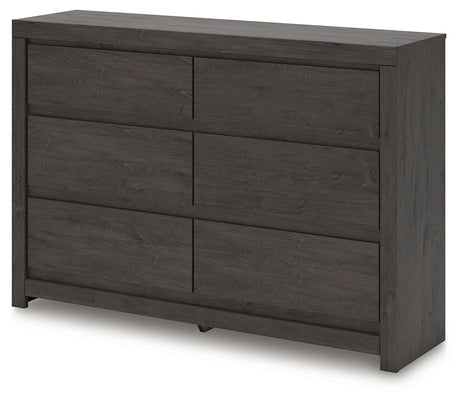 Fraluna King Panel Storage Bed with Dresser and Nightstand in Charcoal from Ashley - Luna Furniture
