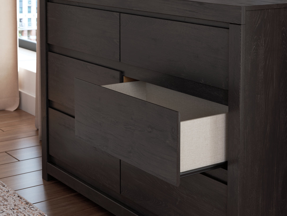 Fraluna King Panel Storage Bed with Dresser and Nightstand in Charcoal from Ashley Furniture - Luna Furniture