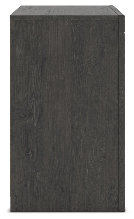 Fraluna King Panel Storage Bed with Mirrored Dresser, Chest and 2 Nightstands in Charcoal from Ashley - Luna Furniture