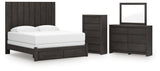 Fraluna King Panel Storage Bed with Mirrored Dresser and Chest in Charcoal from Ashley Furniture - Luna Furniture