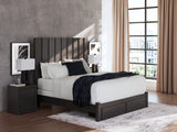 Fraluna King Panel Storage Bed with Mirrored Dresser and Nightstand in Charcoal from Ashley Furniture - Luna Furniture