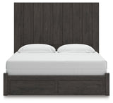 Fraluna King Panel Storage Bed with Mirrored Dresser in Charcoal from Ashley Furniture - Luna Furniture