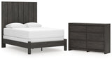 Fraluna Queen Panel Bed with Dresser in Charcoal from Ashley Furniture - Luna Furniture
