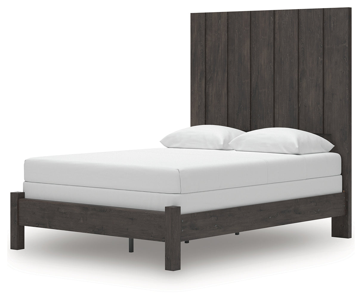 Fraluna Queen Panel Bed with Mirrored Dresser, Chest and 2 Nightstands in Charcoal from Ashley Furniture - Luna Furniture