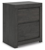Fraluna Queen Panel Bed with Mirrored Dresser, Chest and Nightstand in Charcoal from Ashley Furniture - Luna Furniture