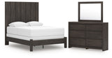 Fraluna Queen Panel Bed with Mirrored Dresser in Charcoal from Ashley Furniture - Luna Furniture