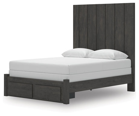 Fraluna Queen Panel Storage Bed with Dresser and Nightstand in Charcoal from Ashley - Luna Furniture