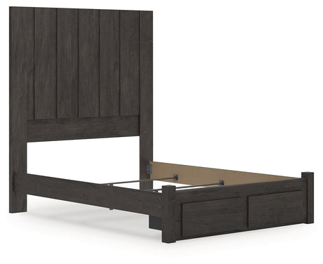 Fraluna Queen Panel Storage Bed with Dresser and Nightstand in Charcoal from Ashley - Luna Furniture