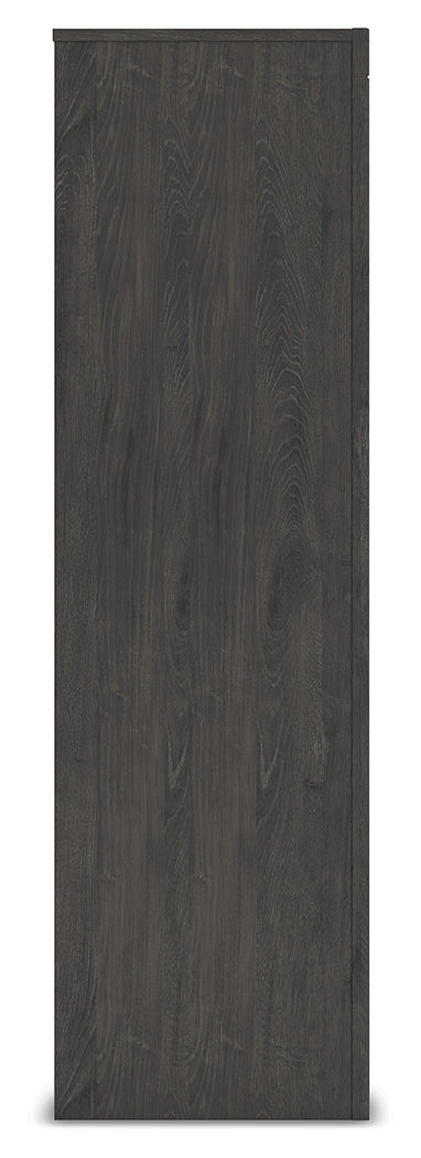 Fraluna Queen Panel Storage Bed with Mirrored Dresser, Chest and 2 Nightstands in Charcoal from Ashley - Luna Furniture