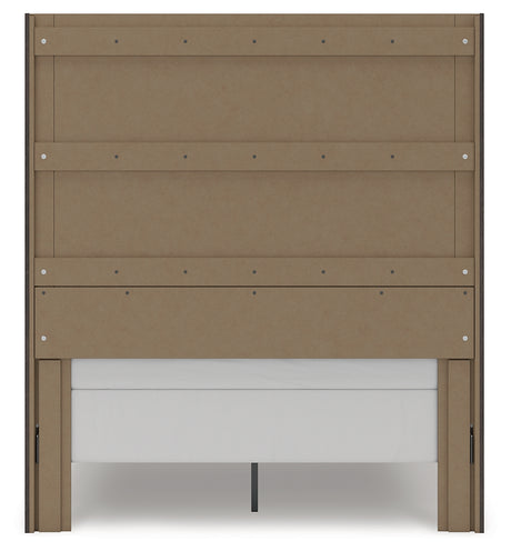 Fraluna Queen Panel Storage Bed with Mirrored Dresser, Chest and 2 Nightstands in Charcoal from Ashley - Luna Furniture