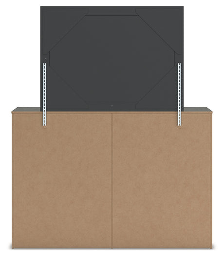 Fraluna Queen Panel Storage Bed with Mirrored Dresser and 2 Nightstands in Charcoal from Ashley - Luna Furniture