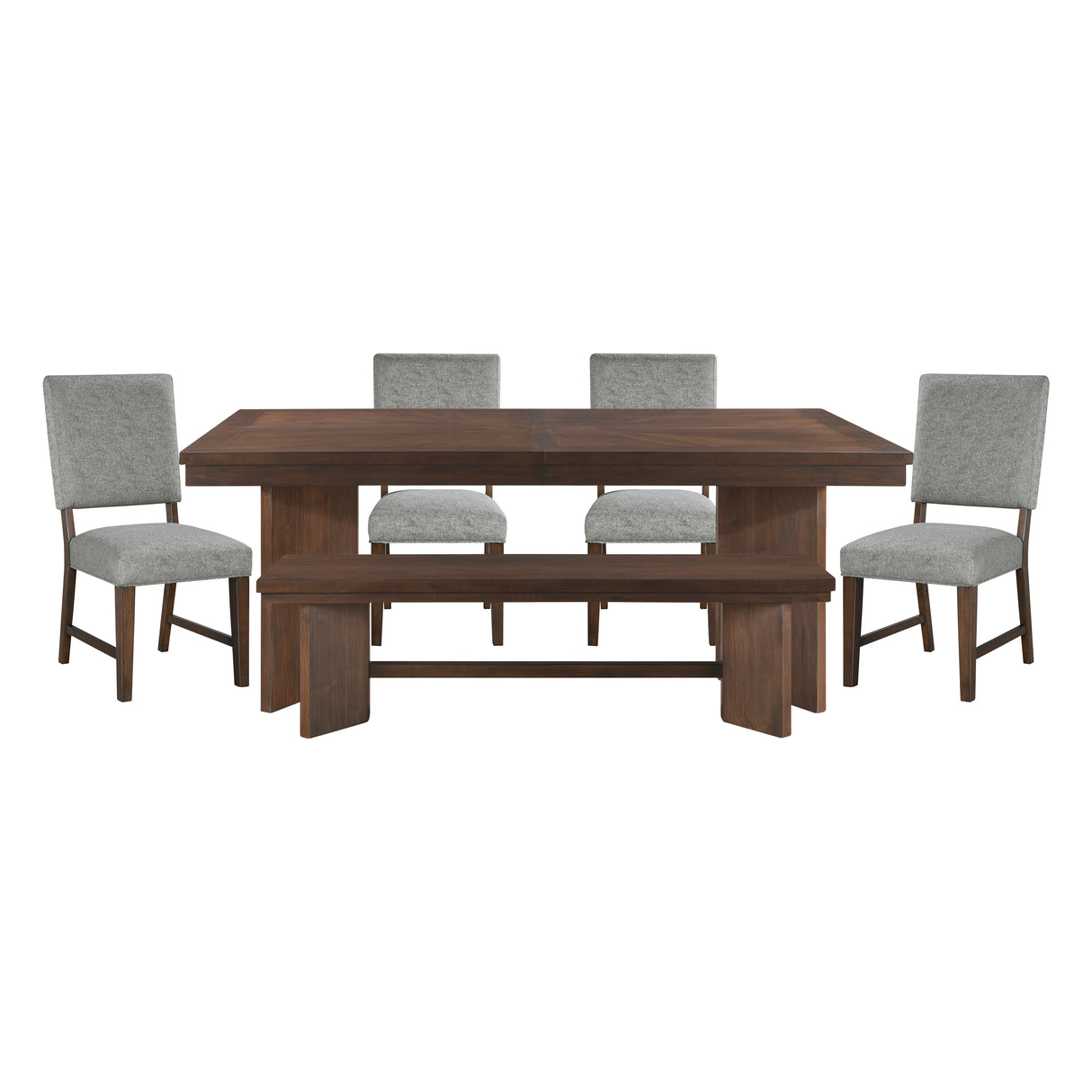 Franco Walnut/Gray 6-Piece 94" Extendable Dining Set with Bench from Homelegance - Luna Furniture
