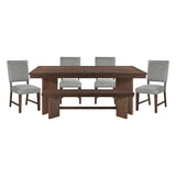 Franco Walnut/Gray 6-Piece 94" Extendable Dining Set with Bench from Homelegance - Luna Furniture