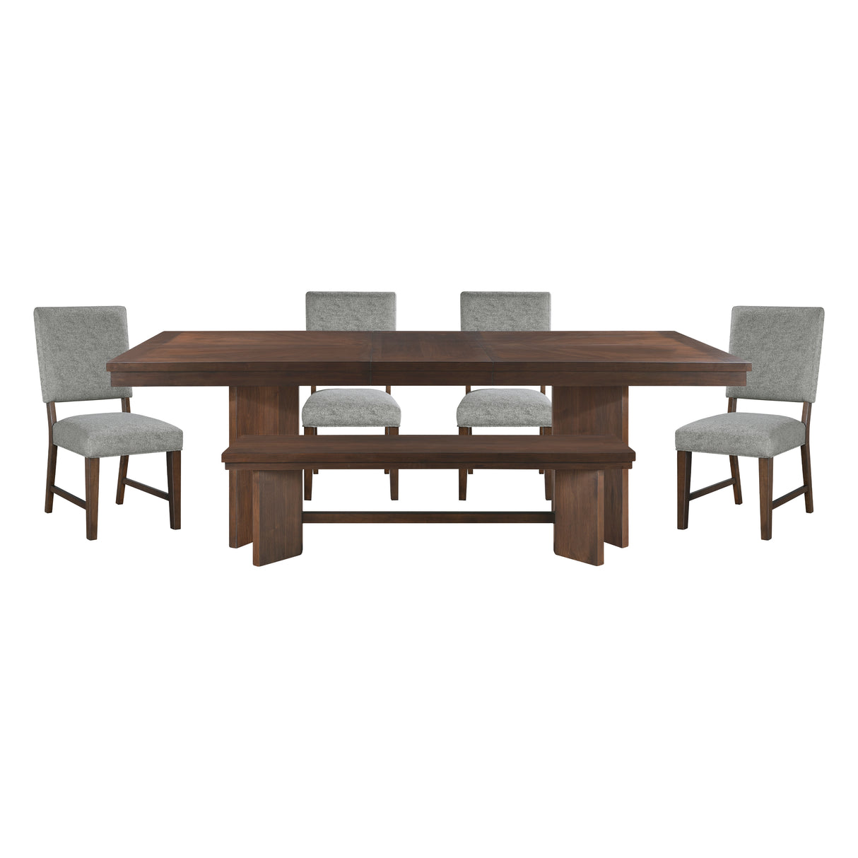 Franco Walnut/Gray 6-Piece 94" Extendable Dining Set with Bench from Homelegance - Luna Furniture