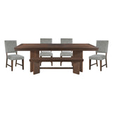 Franco Walnut/Gray 6-Piece 94" Extendable Dining Set with Bench from Homelegance - Luna Furniture