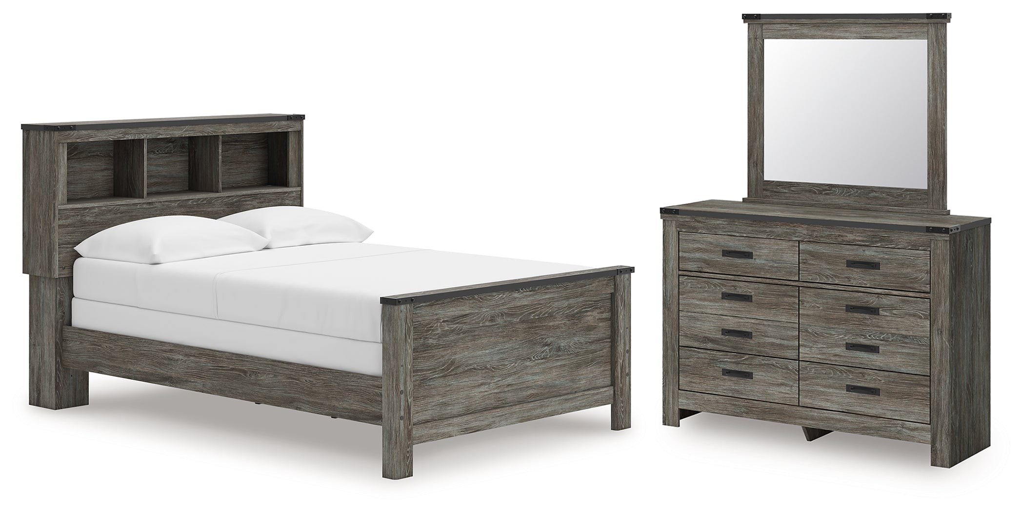 Ashley Furniture Frandern Gray Full Bookcase Bed, Dresser and Mirror Ashley Furniture Frandern Gray Full Bookcase Bed, Dresser and Mirror