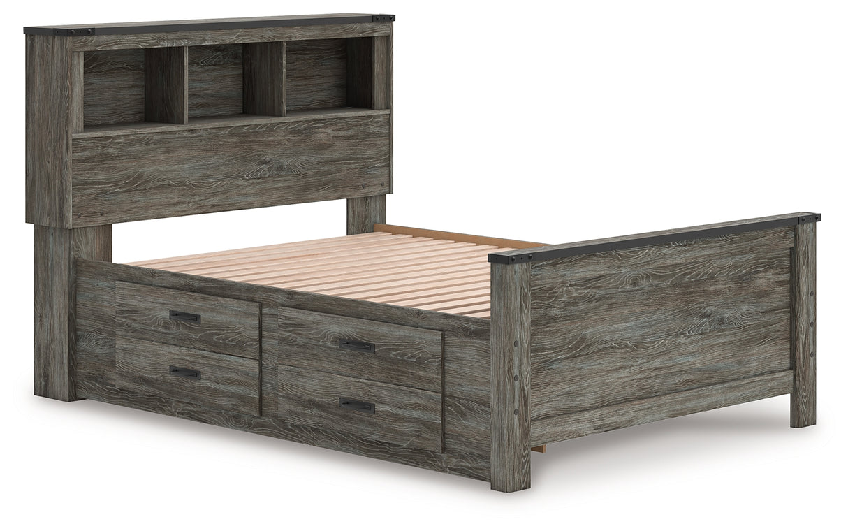 Frandern Gray Full Bookcase Storage Platform Bed with 2 Drawers from Ashley Furniture - Luna Furniture