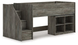 Frandern Gray Twin Loft Bed with Bookcase Storage from Ashley - Luna Furniture