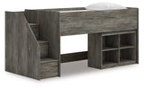 Frandern Gray Twin Loft Bed with Bookcase Storage from Ashley - Luna Furniture