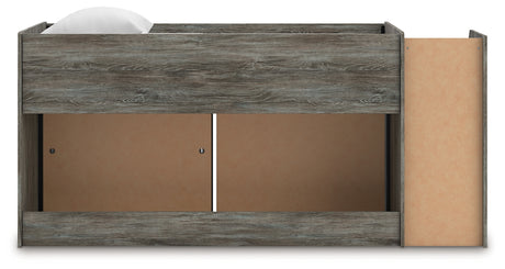Frandern Gray Twin Loft Bed with Bookcase and Drawer Storage from Ashley - Luna Furniture