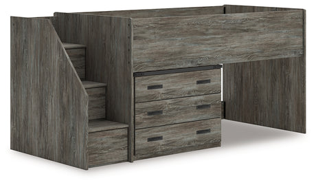 Frandern Gray Twin Loft Bed with Drawer Storage from Ashley - Luna Furniture