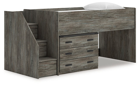 Frandern Gray Twin Loft Bed with Drawer Storage from Ashley - Luna Furniture