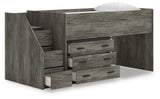 Frandern Gray Twin Loft Bed with Drawer Storage from Ashley - Luna Furniture