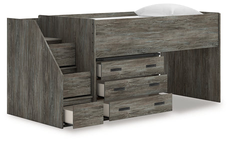 Frandern Gray Twin Loft Bed with Drawer Storage from Ashley - Luna Furniture
