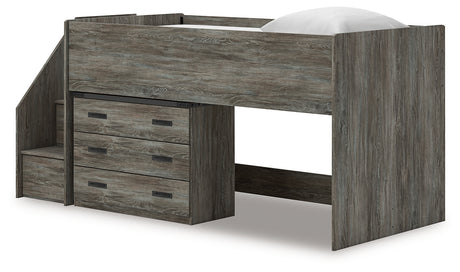 Frandern Gray Twin Loft Bed with Drawer Storage from Ashley - Luna Furniture