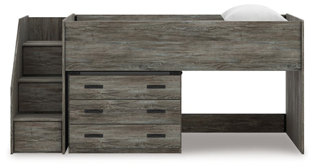 Frandern Gray Twin Loft Bed with Drawer Storage from Ashley - Luna Furniture