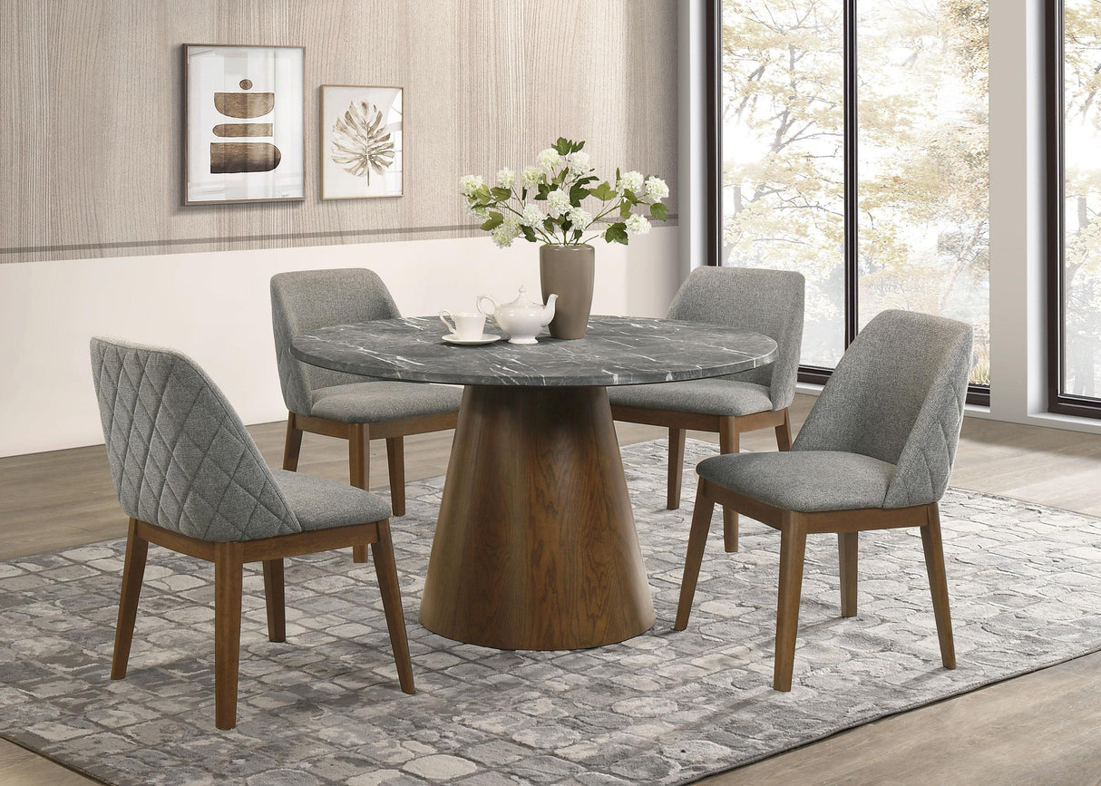Franklin Gray and Dark Oak 5-Piece Round Dining Room Set from Coaster - Luna Furniture