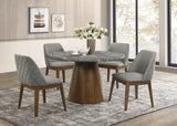 Franklin Gray and Dark Oak 5-Piece Round Dining Room Set from Coaster - Luna Furniture