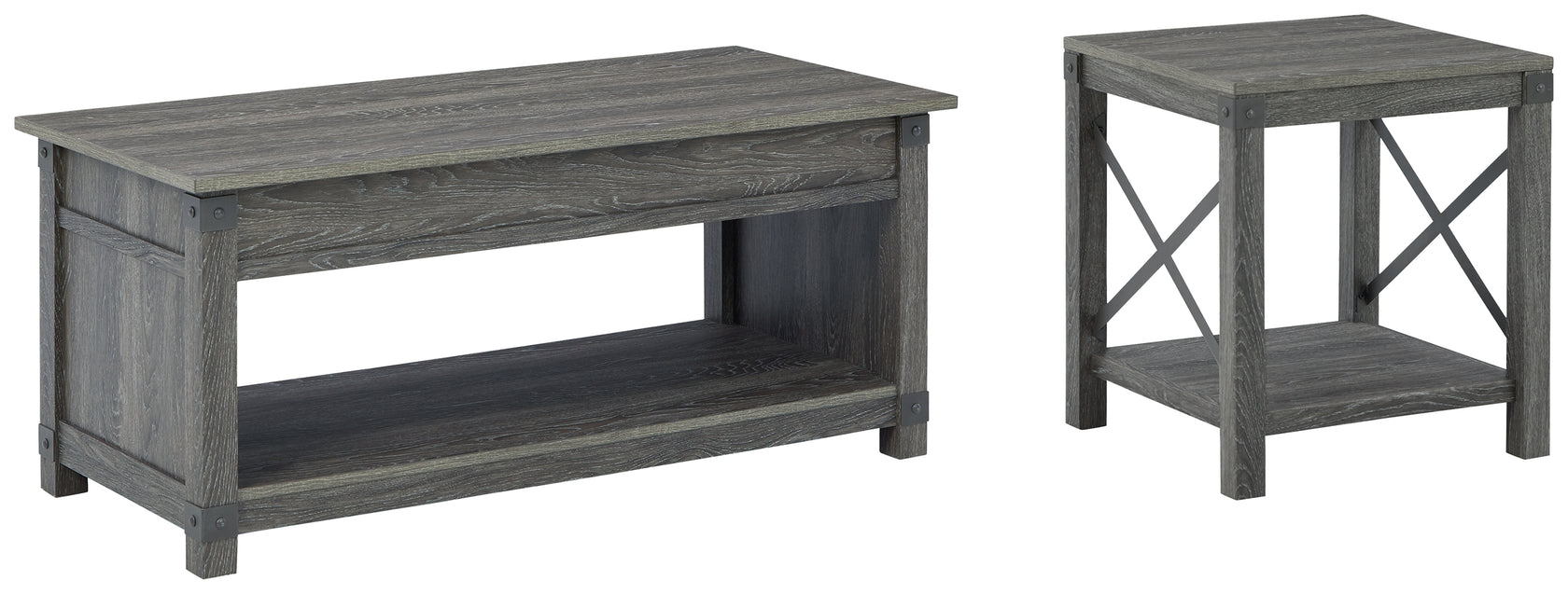 Freedan Coffee Table with 1 End Table in Grayish Brown from Ashley - Luna Furniture